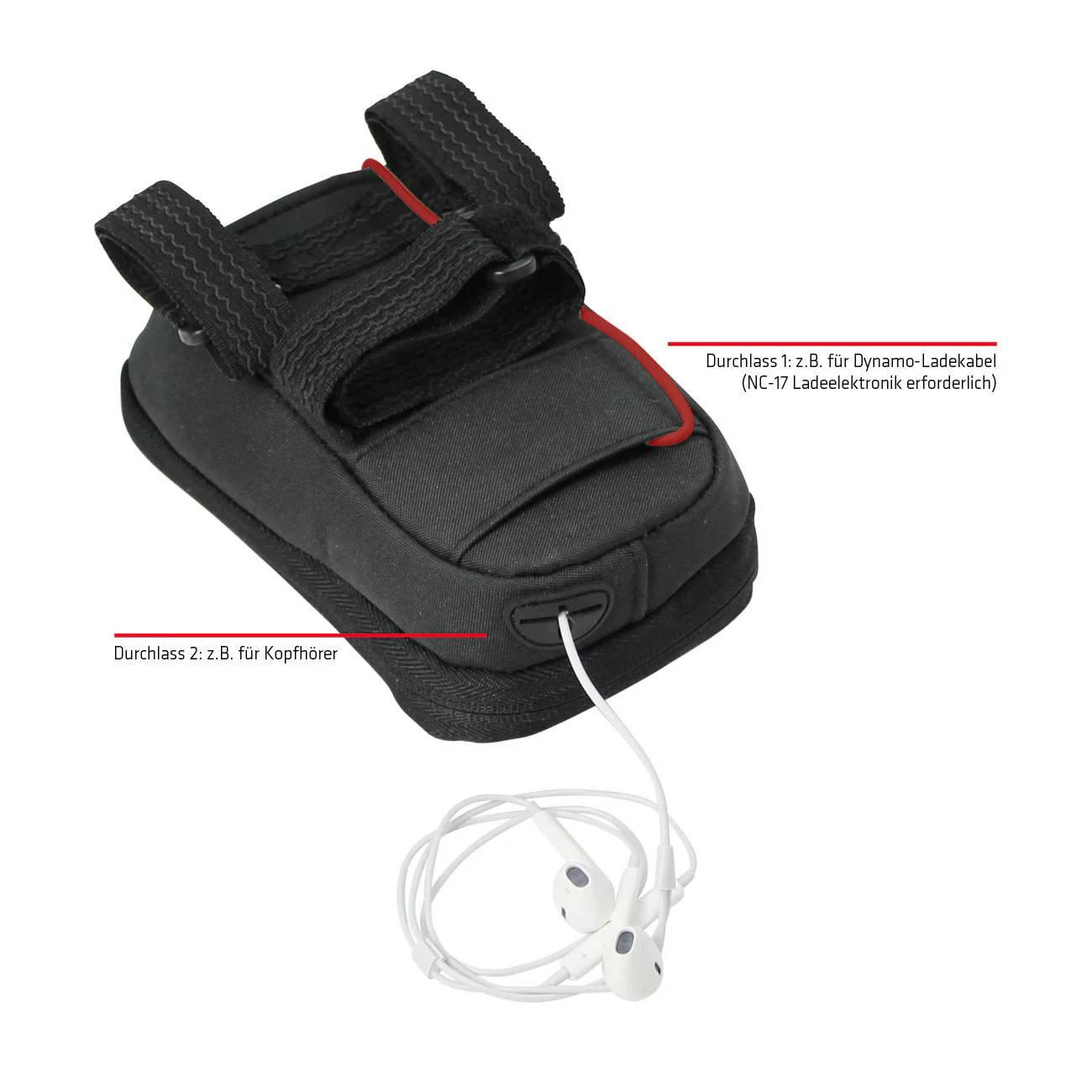 NC-17 Connect sacoche smartphone pour potence, fermeture velcro noir uni - Image 2